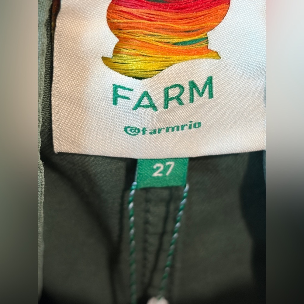 Farm Rio: Green Twill Pleated Wide Pants - Picture 7 of 11